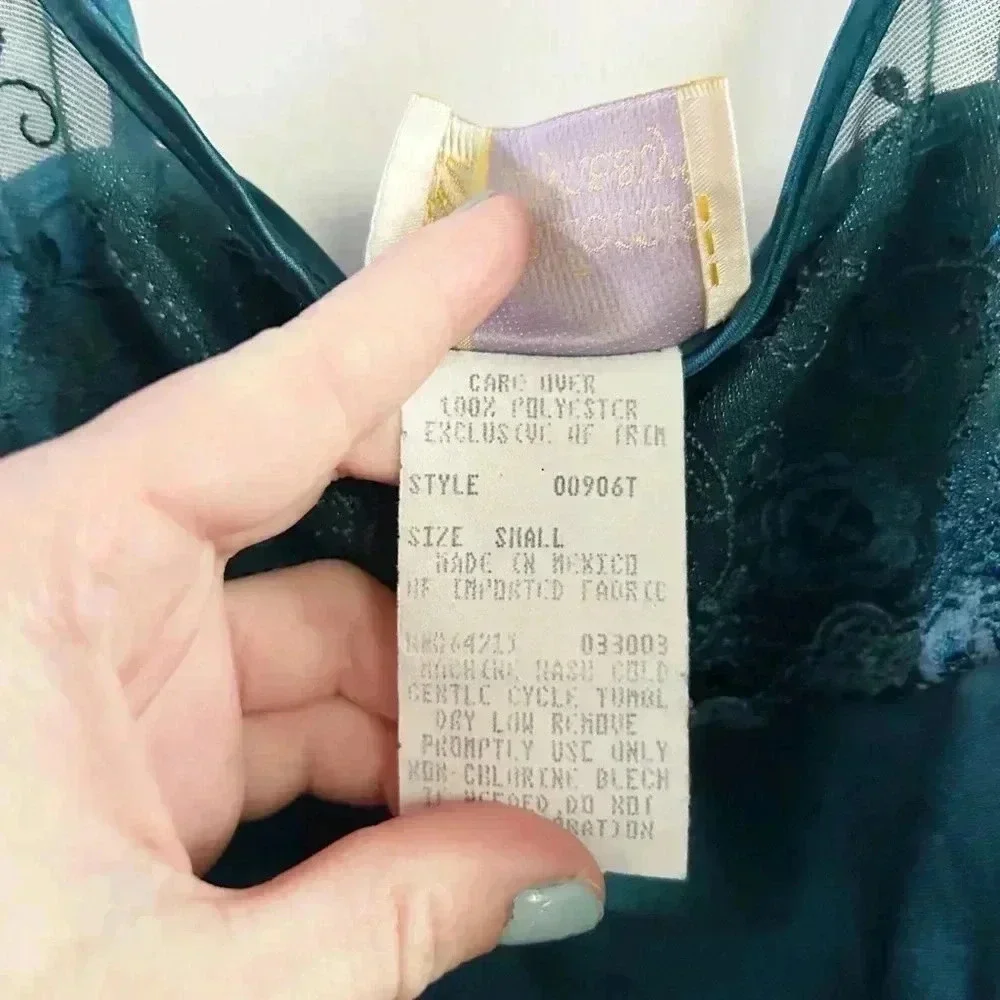 Vintage‎ teal slip dress small - Picture 4 of 5